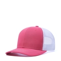 Pink and white mesh trucker hat for men with curved brim for sun protection - Adjustable / Pink + White Mesh