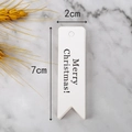 Dettaglio delle etichette regalo Merry Christmas 2x7cm con design a coda di rondine - Coda di Rondine Semplice Carta Bianca (LH-104) / 100 Pezzi/Confezione / Bianco