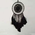 Handmade black dream catcher with woven net and natural goose feathers for wall hanging decor - Ms6013e/small / White Black
