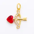 Pendentif flèche de cupidon dorée micro-pavé avec charm pierre cœur rouge - Flèche de Cupidon / Or