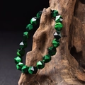 Bracelet de perles en œil de tigre vert facetté au fini brillant naturel - Oeil de Tigre Vert