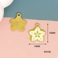 Macro view of 16mm gold starfish pendant with green enamel and technical dimensions - Starfruit (14)