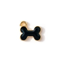 Golden bone-shaped charm with black enamel inlay for DIY jewelry and bracelets - Black
