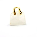 Mini handbag-shaped pendant crafted from translucent white natural crystal with gold handle - White Crystal