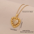 Gold heart pendant necklace with micro-pave cubic zirconia and adjustable 45cm chain - Pave Zirconia Smooth Edge Heart Style (5#)