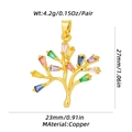 Detail view of tree of life pendant in copper with multi-color rectangular gemstones - Multicolor Rectangle Gem Tree of Life Style (Xl-303-A) / Pendant