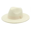 Cappello Panama classico in paglia intrecciata crema con nastro largo per l'estate - Stile Nastro / crema