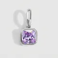 Quadratischer lila Geburtsstein-Anhänger aus silbernem Edelstahl für DIY-Schmuck - Juni Hellviolett - Silber