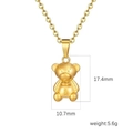 3D teddy bear pendant necklace in 18k gold plated stainless steel with size dimensions - Stitched Texture Bear (Gold MS-190A)