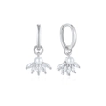 Pendientes de aro en plata S925 con diamantes marquesa y perlas blancas elegantes - Oro Blanco