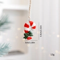 Mini resin Christmas candy cane pendant with green bow and red-white stripes décor - Bowknot Candy Cane