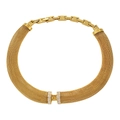 Girocollo a rete dorata con doppia fila di strass e catena regolabile per donna - Stile con Strass (YS818) / Oro