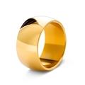 Polished 12mm wide flat band ring in 18K gold finish with mirror surface and punk style - US 5 / Gold