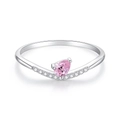 Elegant S925 sterling silver ring with a sparkling pink pear-cut zircon and accent stones - US 6 / Fdjz-244 / White Gold