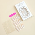 Dettaglio di unghie finte marmorizzate con strass e kit di applicazione - Stile Francese Marmorizzato con Strass (XC-70-68)