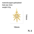 Detailed dimensions of 18K gold plated copper star pendant with zircon inlay - Gold Starburst (N-1)