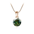 925 silver necklace with 1 carat green moissanite pendant and six-prong rose gold chain - 1 Carat 6.5mm / Dark Green