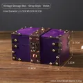 Vintage violet wooden jewelry box with antique metal lock and 17.8x11x9.7cm dimensions - Retro Storage Box - Belt Style - Violet