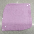 Purple cotton muslin baby bib featuring soft crinkle texture and white plastic snap fasteners - Purple (59#)