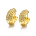 Golden V-shaped huggie earrings with micro-paved cubic zirconia and metallic finish - 16-Gold V-Shape Pave Huggie / Gold