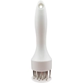 White meat tenderizer needle tool with stainless steel spikes and plastic handle - 16 Needles / White