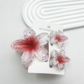 Pink purple gradient resin flower hair claw clip set with sparkly sequins in three sizes - Powder-filled White Base With Red Core Kit (including Card)