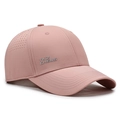 Pink quick-dry breathable mesh baseball cap with side laser perforations for sports - Adjustable / Light Pink