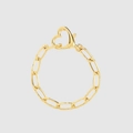 Collana dorata con ciondolo a lucchetto a cuore e maglie rettangolari da donna - Bracciale Oro