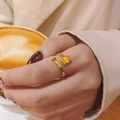 Minimalist golden bow and arrow open ring in stainless steel for women fashion - Gold Arrow Ring