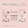 Hand-drawn puppy theme sticker set with 3 sheets for scrapbook decoration in vintage style - Scruffy Dog