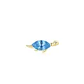 Cute golden turtle stud earring with marquise-cut blue crystal gemstone inlay - 925 Silver / Sea Turtle Gold Color (RHE954G)