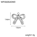 Macro shot of silver bow pendant showing 1.4cm by 1.6cm dimensions and smooth metallic texture - WP36606A0W0-Silver Mirror Bowknot (1.6x1.4cm)