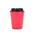 Tazza da caffè portatile in paglia di grano a doppio strato rossa con tappo nero - Rosso