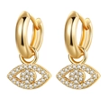 Goldene Evil Eye Creolen mit funkelndem Zirkonia-Pavé in einem eleganten, schlichten Design - Gold