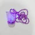 Purple translucent LED light-up party cup with matching bead chain necklace - Transparent Purple LED Glow Cup