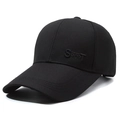 Classic black cotton baseball cap with long brim and SPORT embroidery for sun protection - Sport Embroidery Black