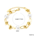 Bracciale a catena dorata in acciaio inossidabile con grandi perle bianche e nodi - Bracciale Con Perle e Nodo Oro (BR27360AG)