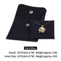 Dark blue velvet jewelry pouch with snap button and insert, size 8.0x8.0cm - Dark Blue with Inner Pad (Microfiber)