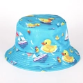 Light blue bucket hat with yellow duck and sailboat pattern for kids and adults - M (55-58cm) / 9# Light Blue Sailboat Duck