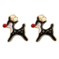 Detail of Christmas reindeer stud earrings with gold plating and red rhinestone nose - A138-24 Black Deer