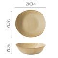 Japanese style handmade stoneware pasta bowl in beige with dimension 20x18x5cm - Ingot Shaped Bowl