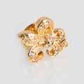 Goldene Lilien-Anzugbrosche mit klaren Kristallen für Damen und Herren auf grauem Grund - Kupfer / Goldene Strass Fleur-de-lis Brosche