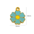 Ciondolo a fiore con petali a cuore blu dorato con dimensioni di 10 mm per 13 mm - Fiore blu a sei petali