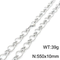 Silver twisted chain necklace in 550x10mm stainless steel with 39g weight specs - Necklace (55cm) / Steel