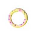 Yellow round spring ring clasp with pink polka dots for DIY keychains and bags - Light Yellow