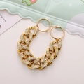 Golden chunky chain charm with shimmering rhinestones and large round clasps for shoes - Gold Dense Rhinestone Cuban Chain