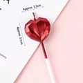 Red heart-shaped geometric candle with dimensions 3.3x3.1cm for Christmas cake topper - 3.3cmx3.1cm / Diamond Heart Candle Red