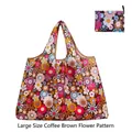 Foldable large grocery bag in coffee flower pattern with compact storage pouch - Large - Gear Flower
