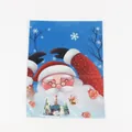 Blue Christmas gift bag with cartoon Santa Claus illustration and snowflake patterns - Large / Blue Santa