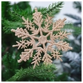 Primo piano del fiocco di neve glitterato color champagne appeso all'albero di Natale - Fiocco di Neve Stile Union Jack / 10cm / Champagne
